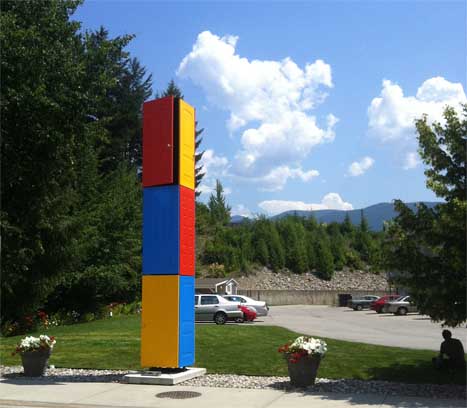Jacob Tolmie, Don't Look... Listen, 2012, exterior metal doors, structural steel, paint